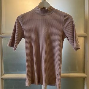 Frank and Oak lavender mock neck tee